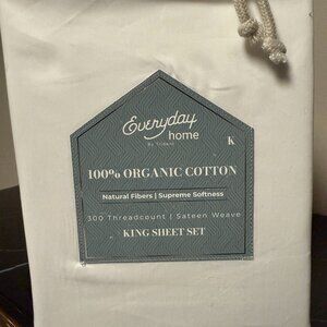Everyday Home Trident 300 Thread Count 100% Cotton 4-Pc. Sheet Set, King - White
